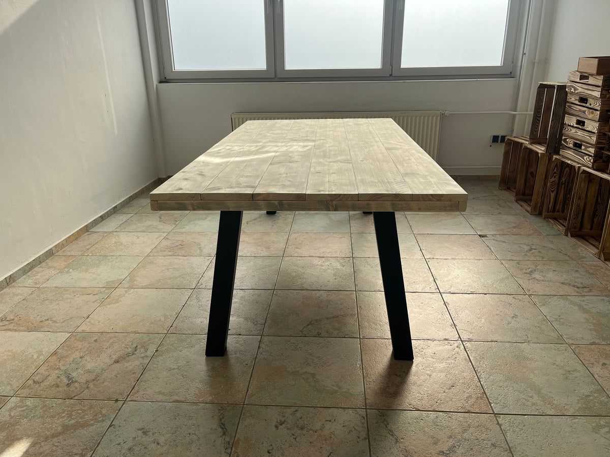 Steigerhout Industriële tafel A-poot open