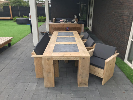 Steigerhout tuinset natuursteen