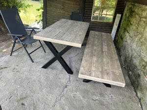 Steigerhout Industriële tafel X-poot