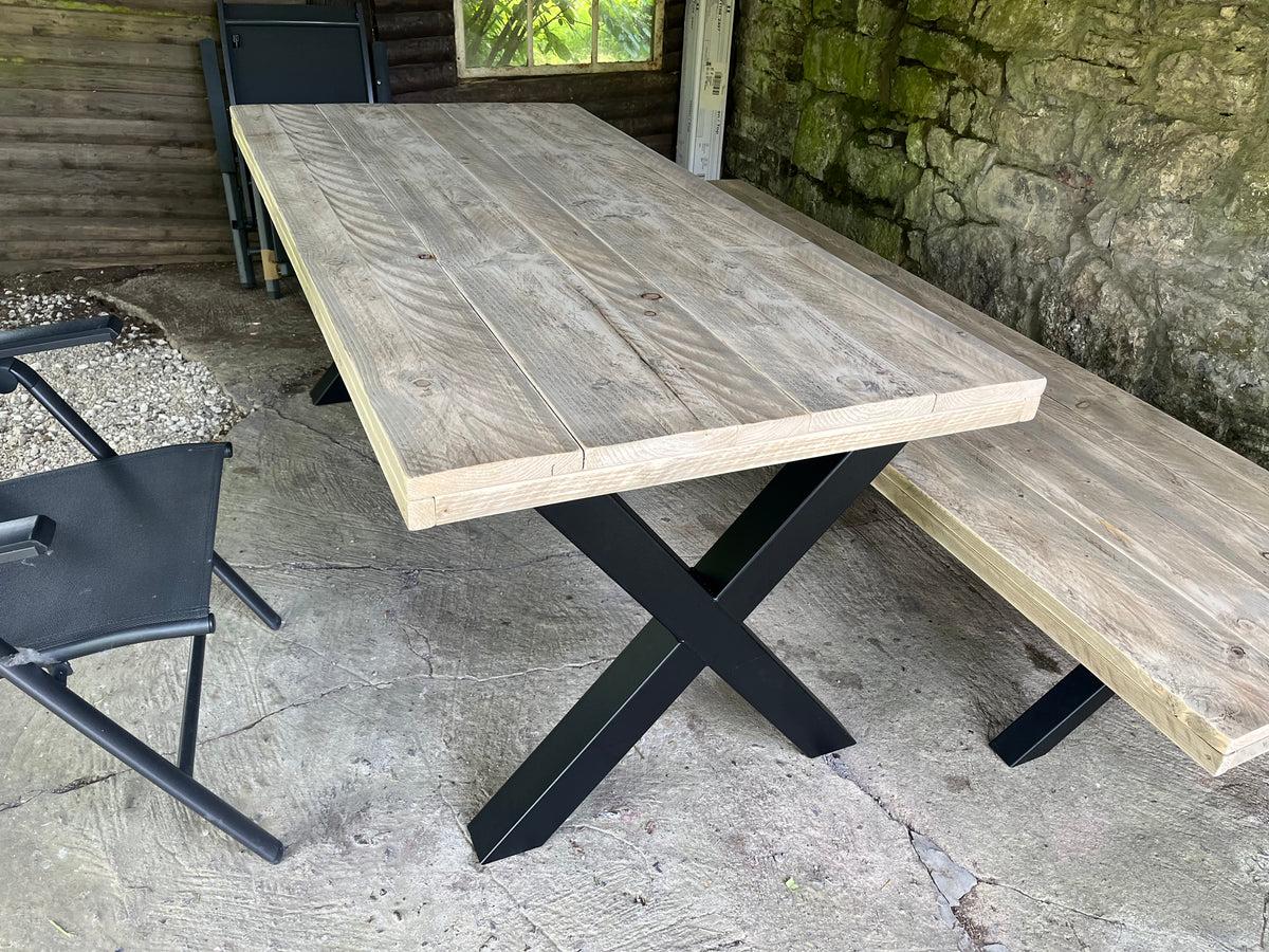 Steigerhout Industriële tafel X-poot