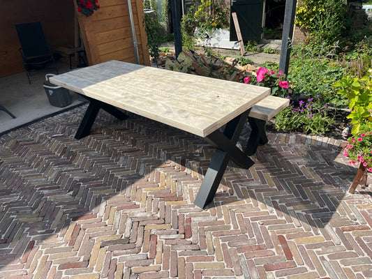 Steigerhout Industriële tafel X-poot