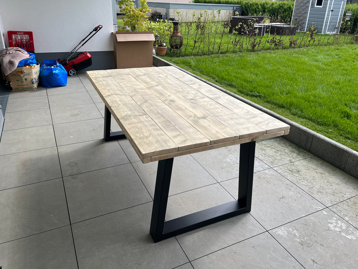 Steigerhout Industriële tafel Trapezium-poot