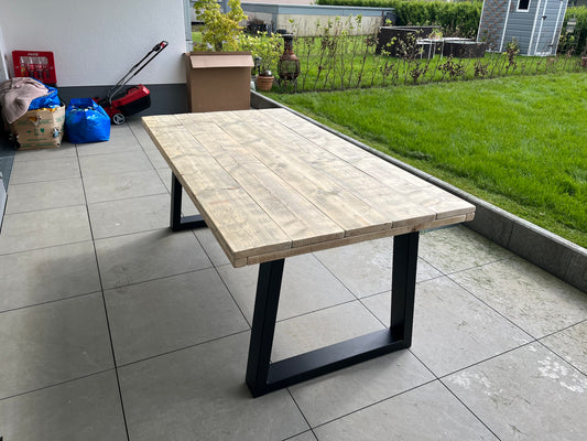 Steigerhout Industriële tafel Trapezium-poot