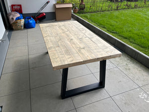 Steigerhout Industriële tafel Trapezium-poot
