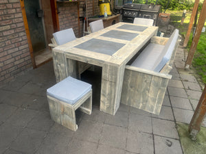Steigerhout tuinset natuursteen