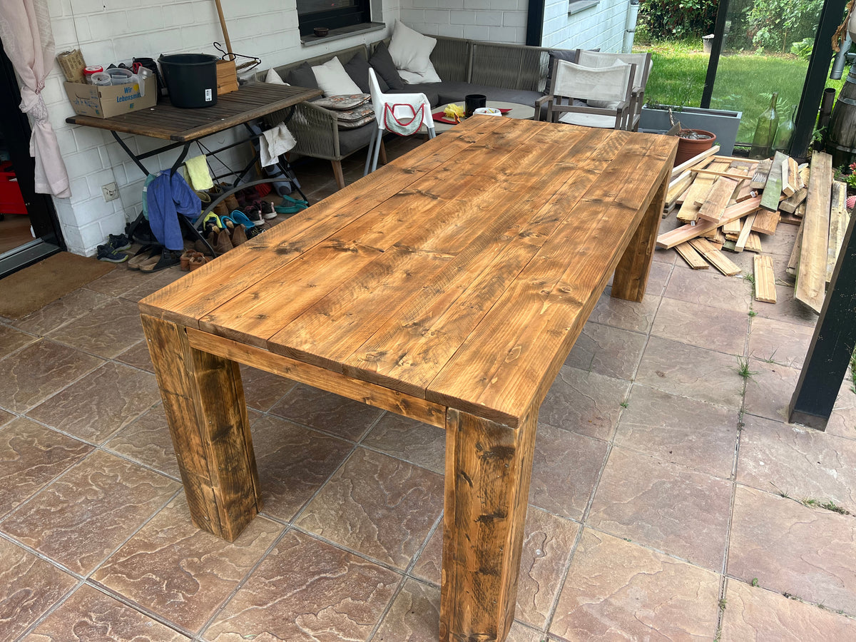 Steigerhout tuintafel blokpoot