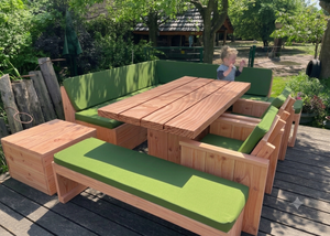 Douglashouten hoekbank dining set tafel met zitbank buiten