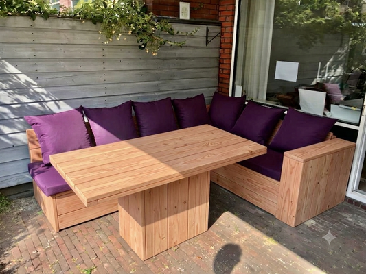 Douglashouten hoekbank dining set tafel met zitbank buiten — foto 2