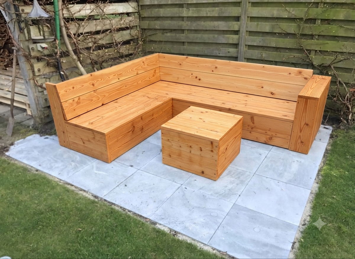 Douglashouten hoekbank model Nola voor tuin en terras op maat — foto 4