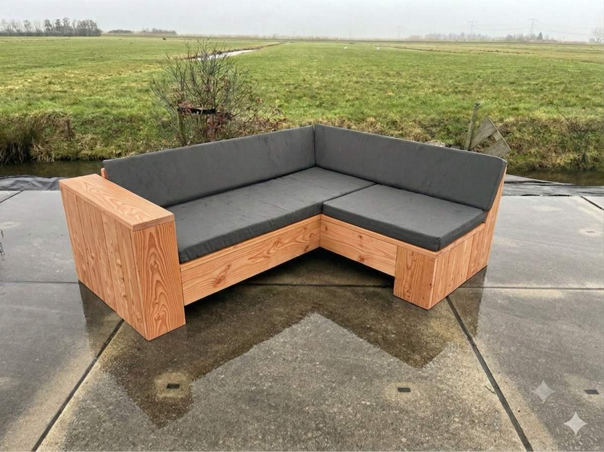 Douglashouten hoekbank model Nola voor tuin en terras op maat — foto 6