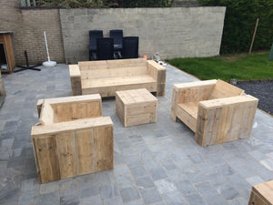Steigerhout Loungeset Amsterdam (1bank 2stoelen)