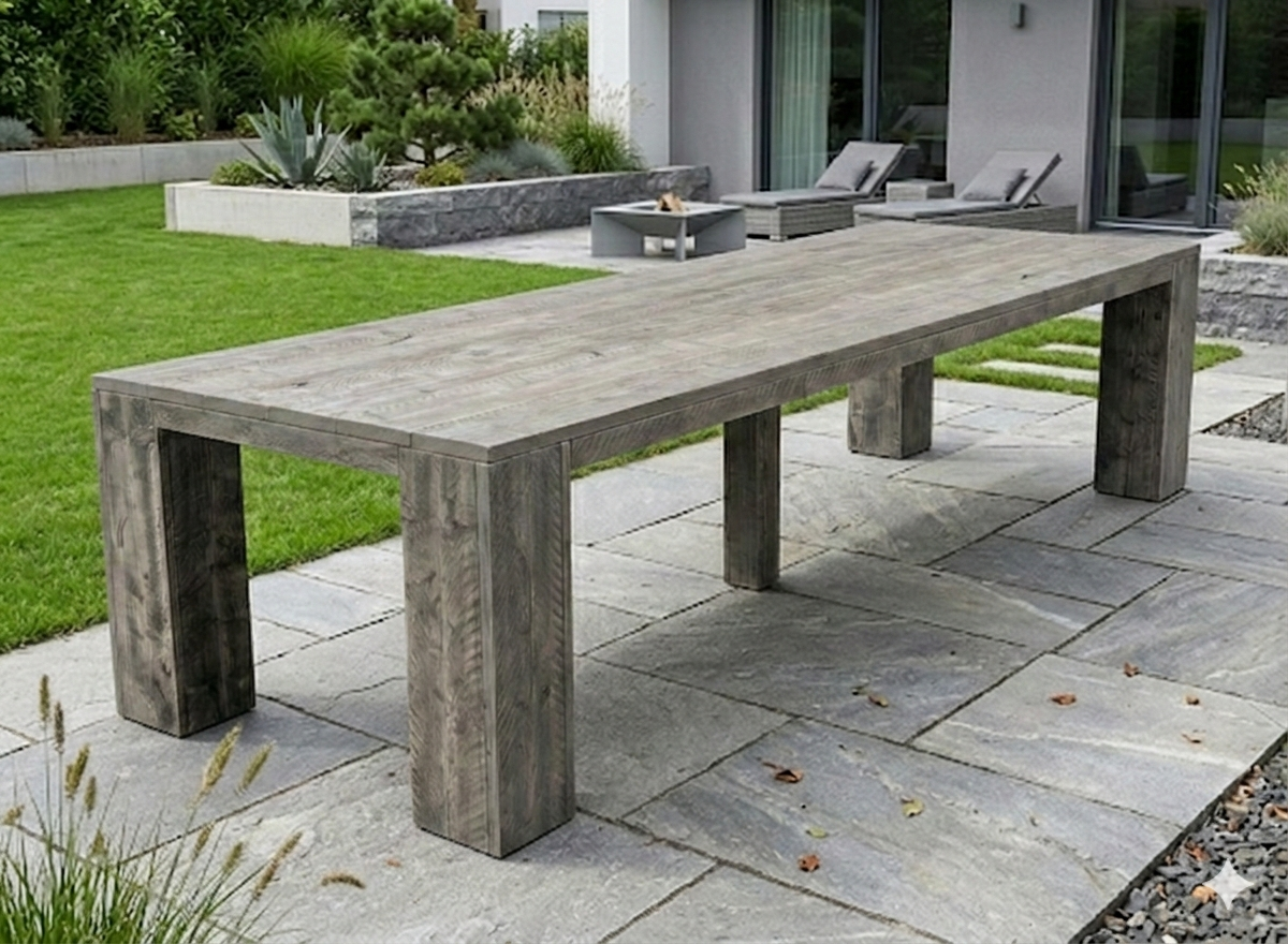 Steigerhout tuintafel blokpoot