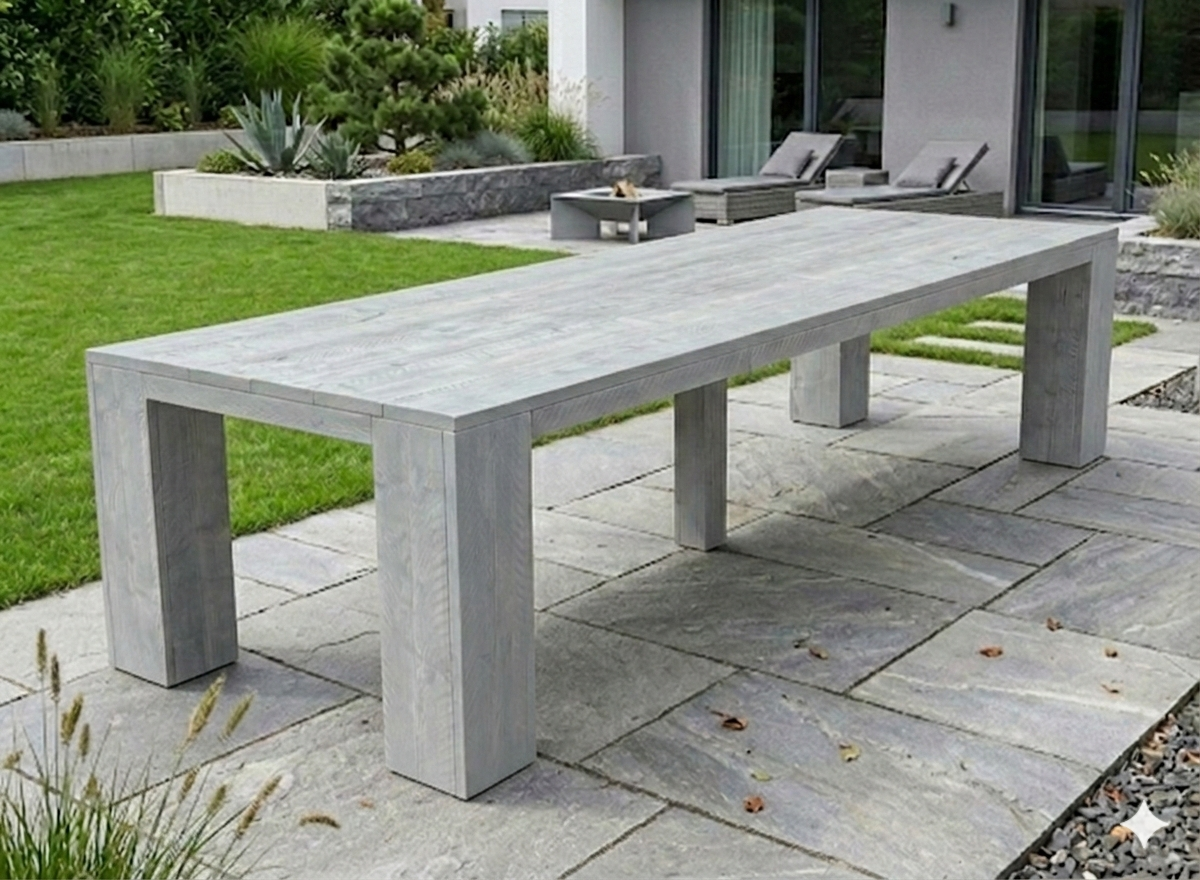 Steigerhout tuintafel blokpoot