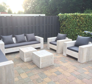 Steigerhout Loungeset Amsterdam (1bank 2stoelen)