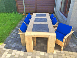 Steigerhout tuinset natuursteen