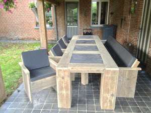 Steigerhout tuinset natuursteen