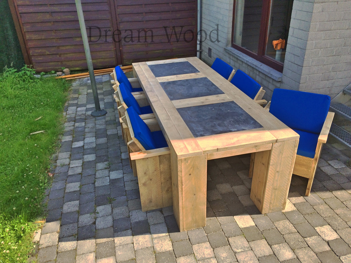 Steigerhout tuinset natuursteen