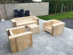 Steigerhout Loungeset Amsterdam (1bank 2stoelen)