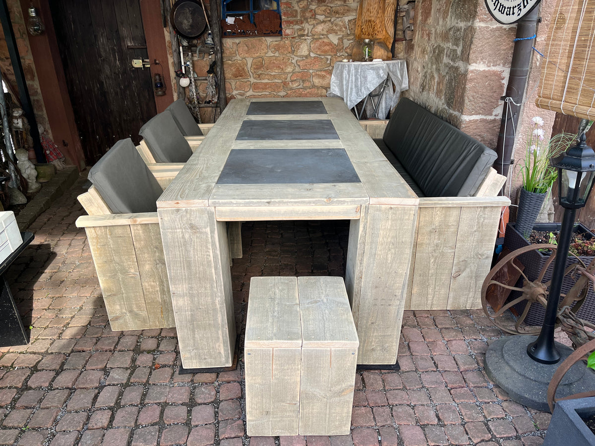 Steigerhout tuinset natuursteen