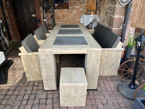 Steigerhout tuinset natuursteen
