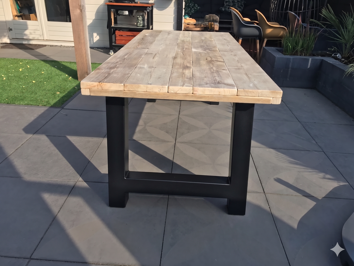 Steigerhout Industriële tafel H-poot