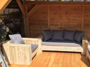 Steigerhout Loungeset Amsterdam (1bank 2stoelen)