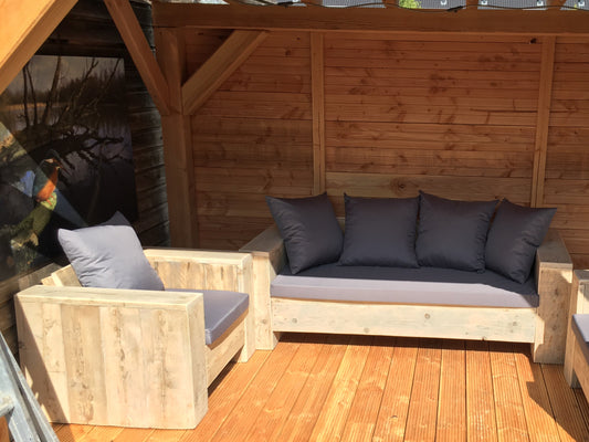 Steigerhout Loungeset Amsterdam (1bank 2stoelen)