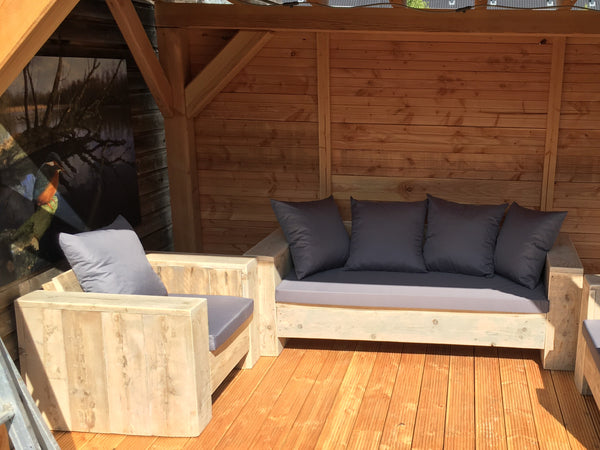 Steigerhout Loungeset Amsterdam (1bank 2stoelen)