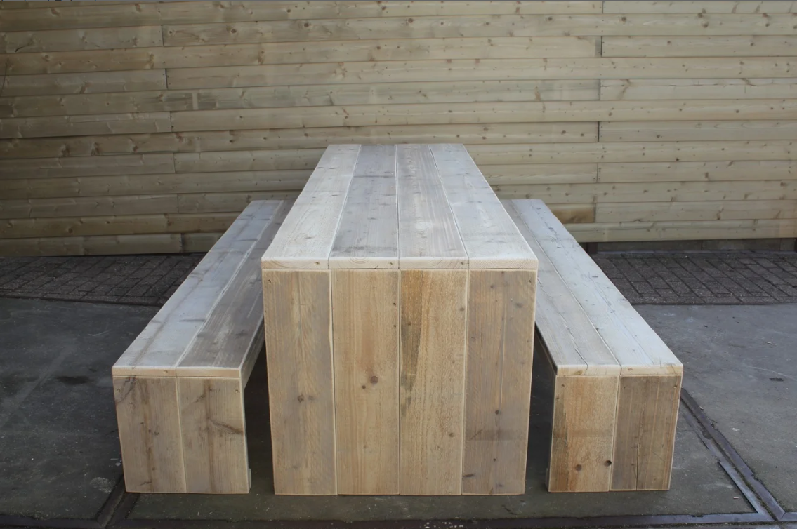Steigerhout picknick tuinset
